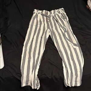 American Eagle Outfitters Gray and White Striped Pants